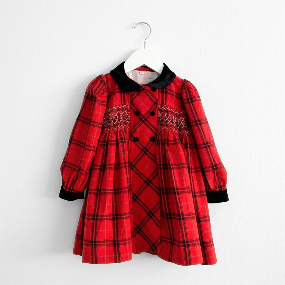 NWT Pretty Girls Smocked Dress Spanish Style Flower Embroidery Long Sleeve 6Y - Picture 3 of 6